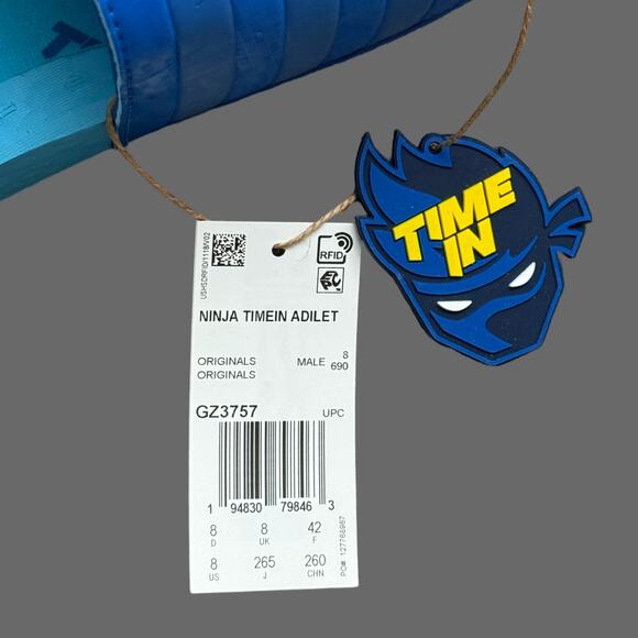 Ninja x Adidas Adilette Boost Slides Time In Blue 8 NWT